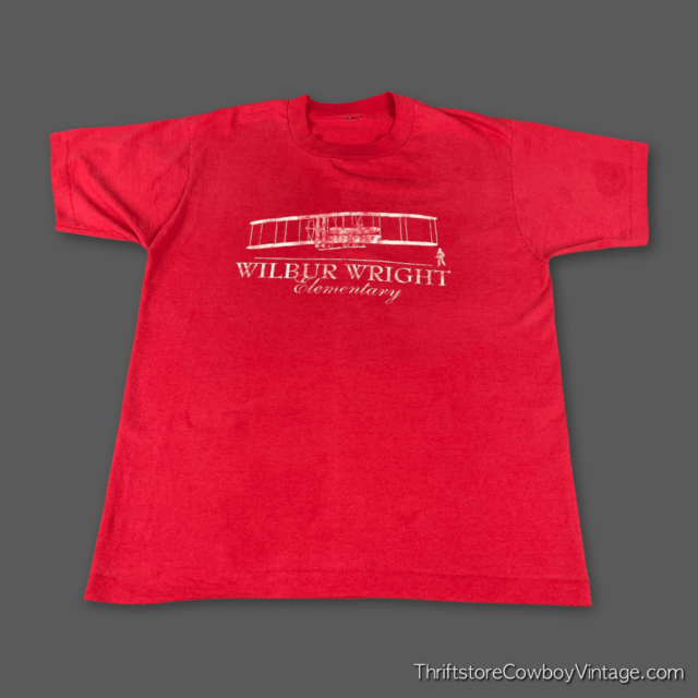 Vintage 80s Wilbur Wright Elementary School T-Shirt LARGE 3