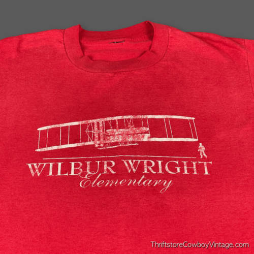 Vintage 80s Wilbur Wright Elementary School T-Shirt LARGE 2