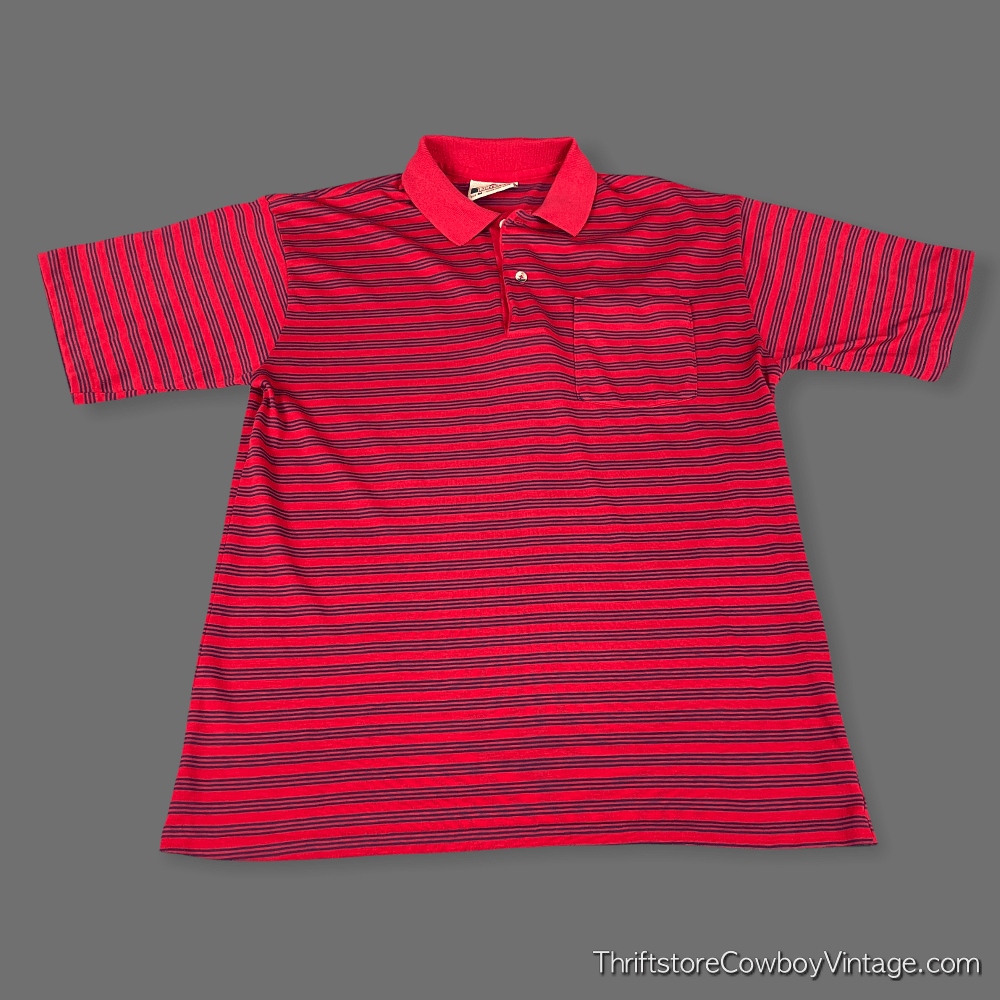 Vintage 90s American Edition Striped Polo Shirt SMALL