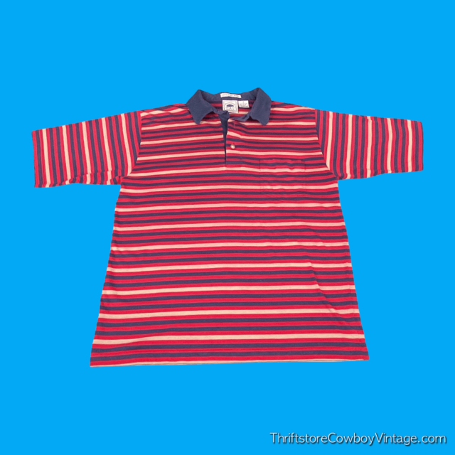 Vintage 80s Manhattan Striped Polo Shirt SMALL 3