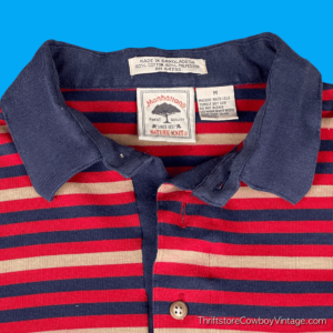 Vintage 80s Manhattan Striped Polo Shirt SMALL 4