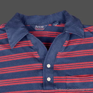 Vintage 70s Arrow Tournament Striped Polo Shirt SMALL 2