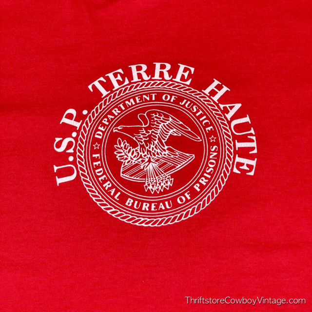 Vintage 80s Terre Haute Department of Justice Prisons T-Shirt MEDIUM 4