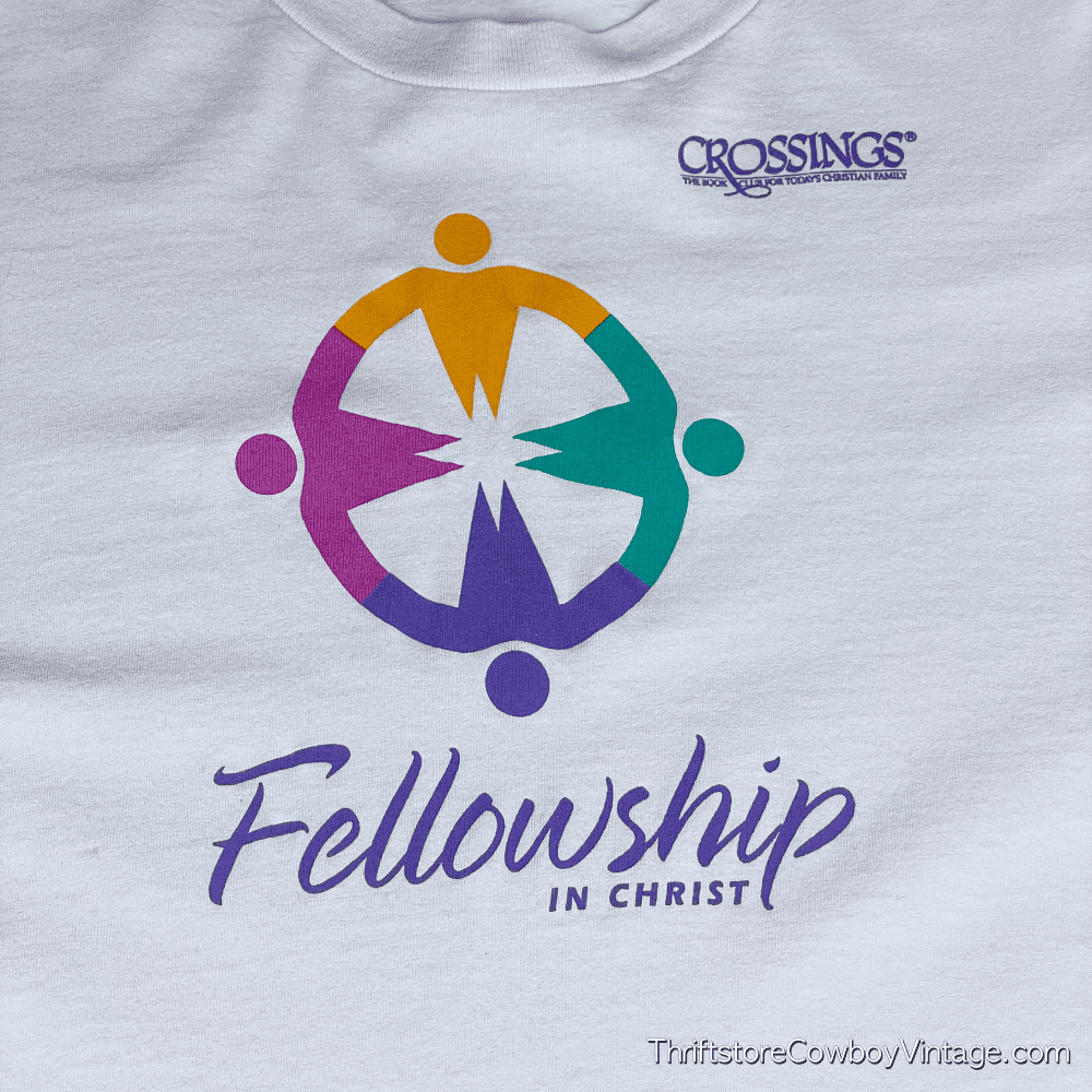 Vintage 90s Fellowship in Christ Crossings Book Club T-Shirt LARGE