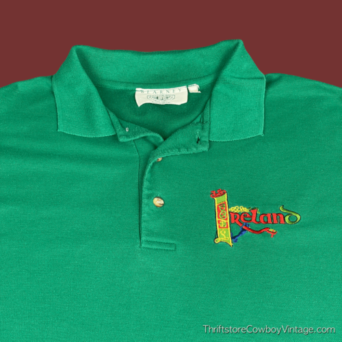 Vintage 90s Ireland Polo Embroidered Stitched Chest Crest Shirt LARGE