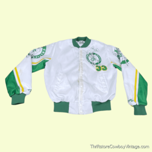 Vintage 90s Larry Bird Boston Celtics Chalk Line Satin Snap Jacket SMALL 2