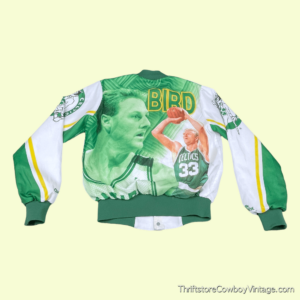 Vintage 90s Larry Bird Boston Celtics Chalk Line Satin Snap Jacket SMALL 3