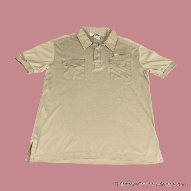 Vintage 70s Kennington California Beige Polo Shirt MEDIUM 3