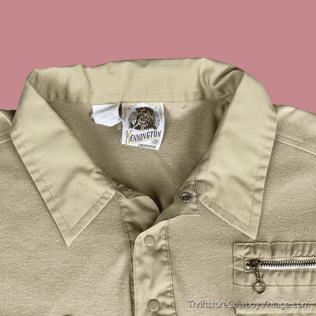 Vintage 70s Kennington California Beige Polo Shirt MEDIUM 5
