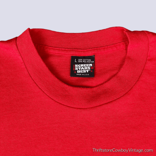 Vintage 80s Blank Red Screen Stars T-Shirt MEDIUM 2