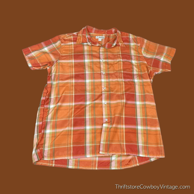 Vintage 90s Haband Autumn Orange Plaid Shirt XL 3
