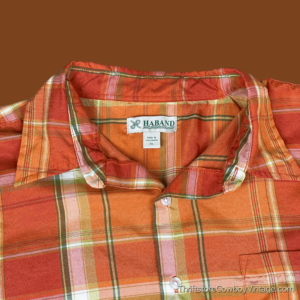 Vintage 90s Haband Autumn Orange Plaid Shirt XL 2