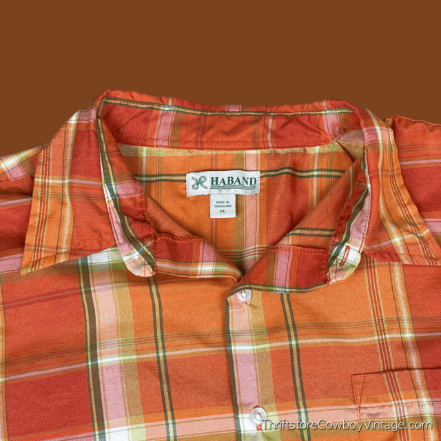 Vintage 90s Haband Autumn Orange Plaid Shirt XL 4