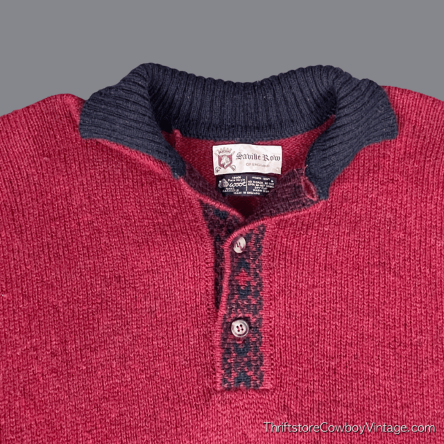Vintage 80s Saville Row Wool Mock Neck Sweater LARGE 4