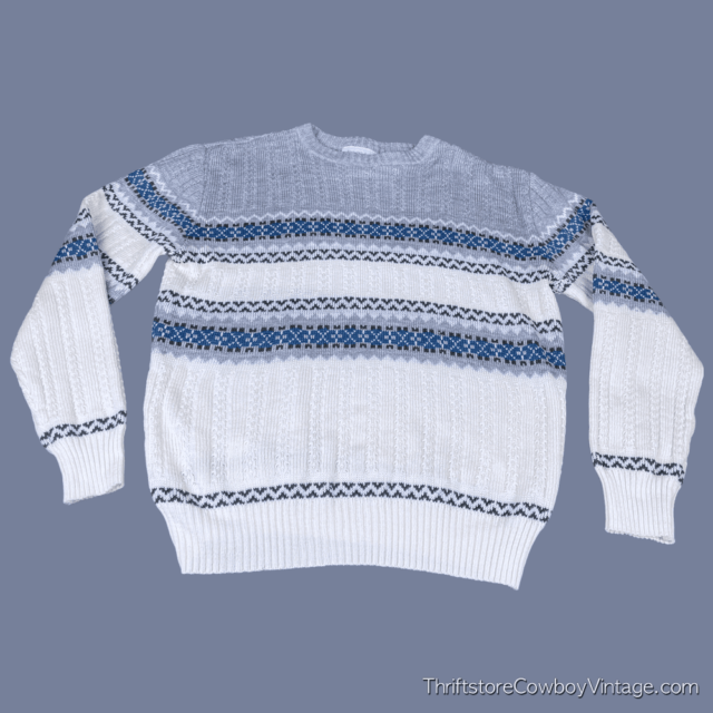 Vintage 80s Fair Isle Cable Knit Sweater MEDIUM 3