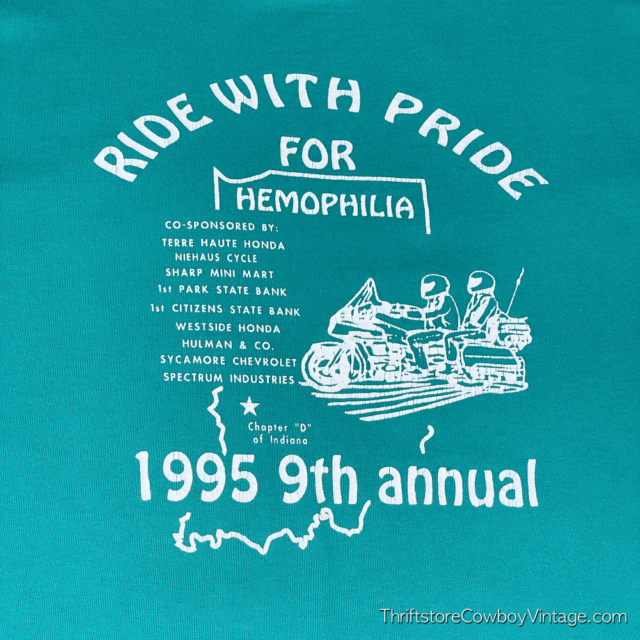 Vintage 90s Ride With Pride for Hemophilia (1995) T-Shirt LARGE 4