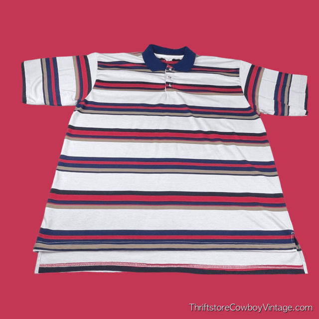 Vintage 80s Striped Polo Shirt Big Rock Clothing 3XL 3