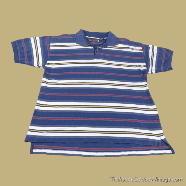 Vintage 90s International Waters Striped Polo Shirt LARGE 3