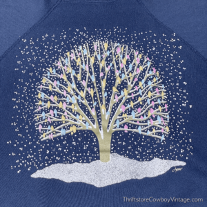 Vintage 90s Winter Snow Birds In A Tree Sweatshirt XL 2