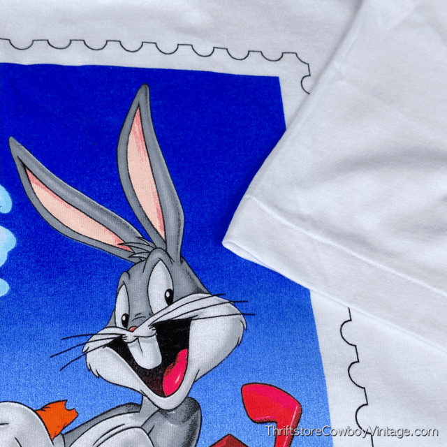 Vintage 90s Bugs Bunny Postage Stamp T-Shirt LARGE 8