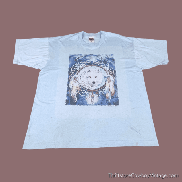Vintage 90s Wolf Dream Catcher T-Shirt XL 3