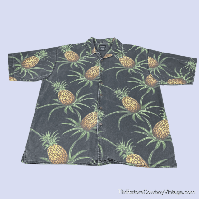 Vintage 90s Puritan Pineapple All Over Print Hawaiian Shirt LARGE 3