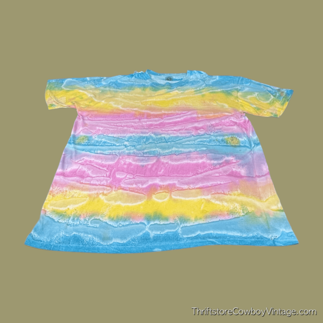 Vintage 90s Common Threads Rainbow Speckled Wash Dye T-Shirt 3XL 3