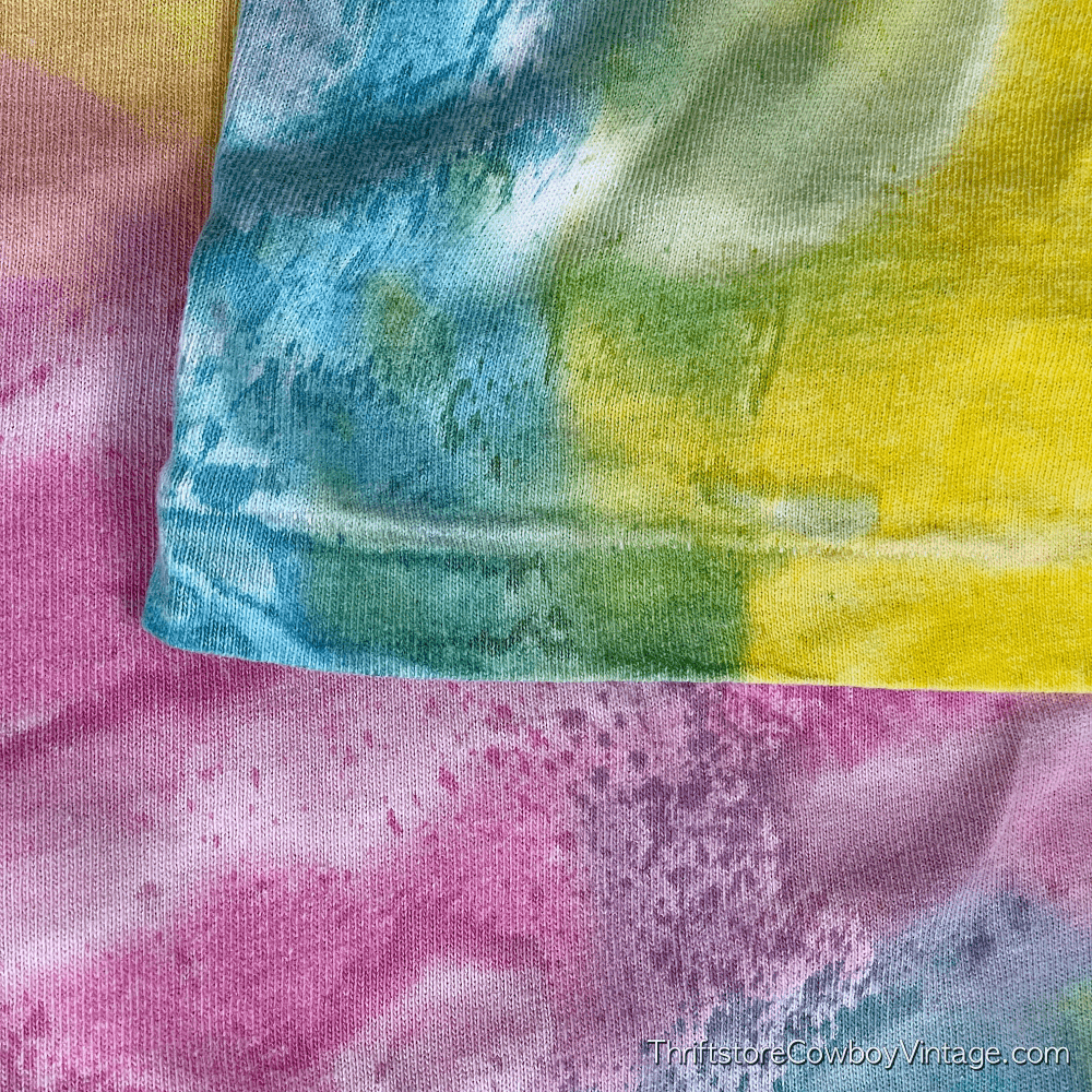 Vintage 90s Common Threads Rainbow Speckled Wash Dye T-Shirt 3XL