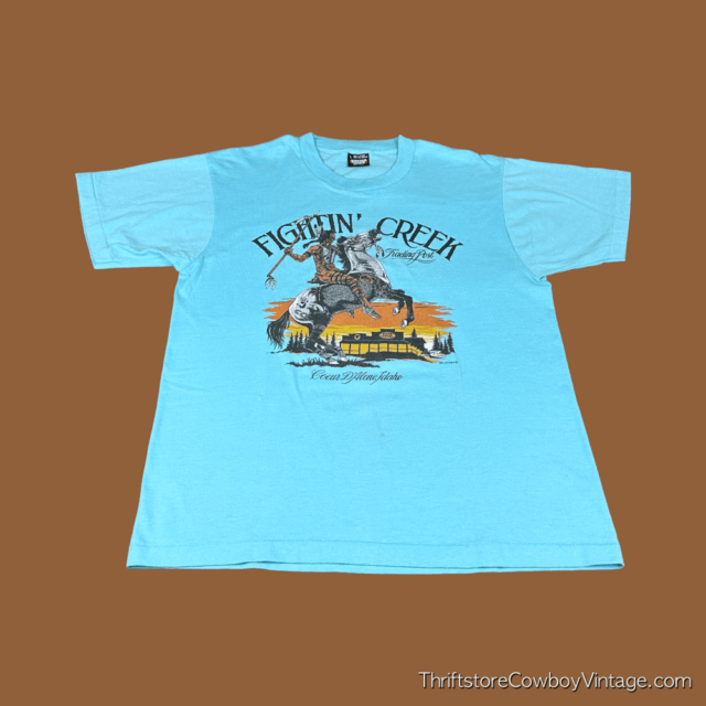 Vintage 80s Fightin’ Creek Trading Post T-Shirt MEDIUM 3