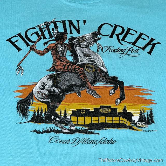 Vintage 80s Fightin’ Creek Trading Post T-Shirt MEDIUM 4