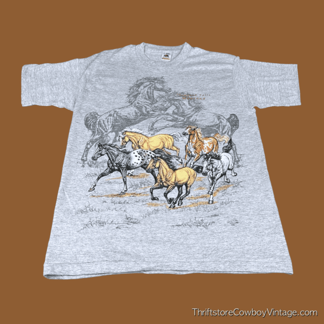 Vintage 90s Deadstock Wild Horses Thompson Falls Montana T-Shirt LARGE 3
