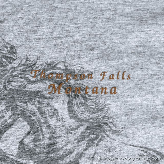 Vintage 90s Deadstock Wild Horses Thompson Falls Montana T-Shirt LARGE 5
