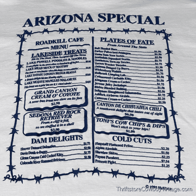 Vintage 90s Arizona Roadkill Cafe T-Shirt LARGE 6
