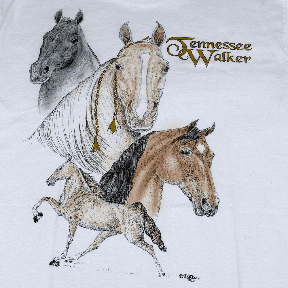 Vintage 90s Tennessee Walker Horses T-Shirt LARGE 2