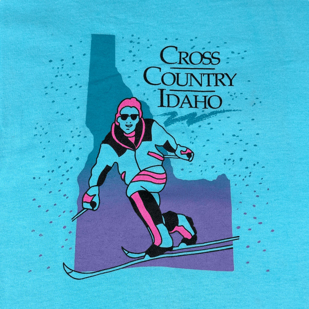Vintage 90s Cross  Country Skiing Idaho Long Sleeve T-Shirt LARGE 4