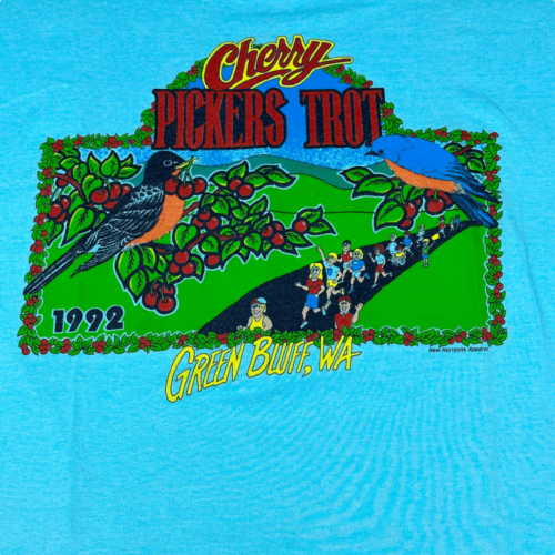 Vintage 90s Cherry Pickers Trot Run Event T-Shirt MEDIUM 2
