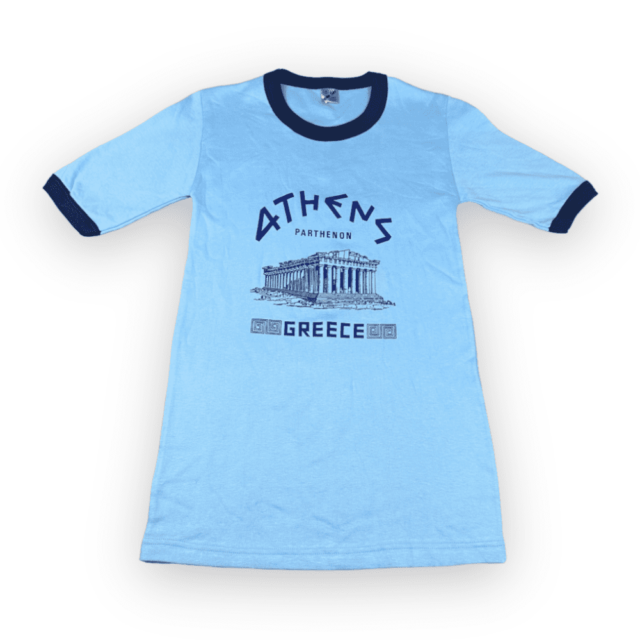 Vintage 80s Parthenon Athens Greece Women’s Ringer T-Shirt SMALL 3