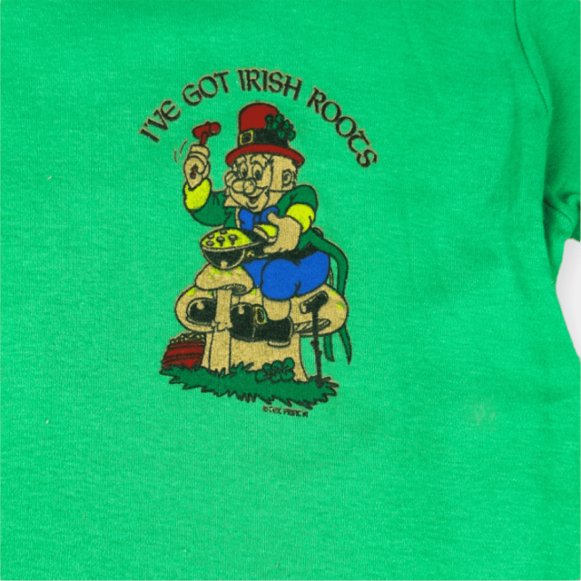 Vintage 70s I’ve Got Irish Roots Mushroom Leprechaun T-Shirt SMALL 4