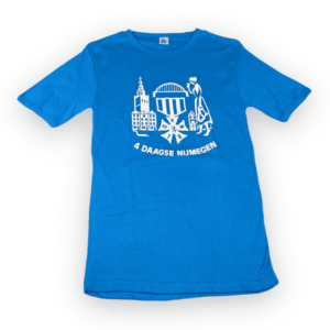 Vintage 80s 4 Daagse Nijmegen (4 Days Marches) Blue Women’s T-Shirt MEDIUM