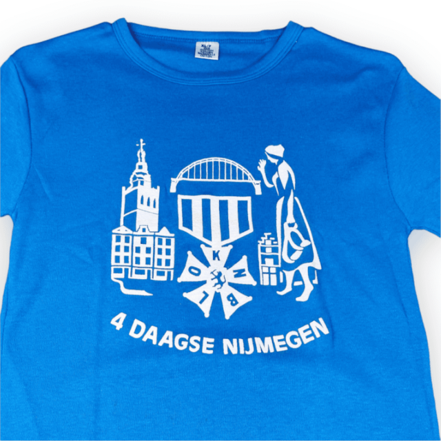 Vintage 80s 4 Daagse Nijmegen (4 Days Marches) Blue Women’s T-Shirt MEDIUM 4