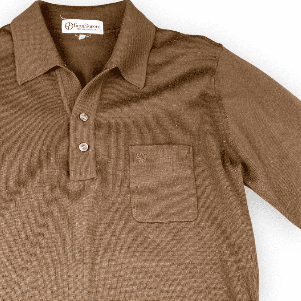 Vintage 70s Gran Signore Long Sleeve Polo Shirt SMALL 2