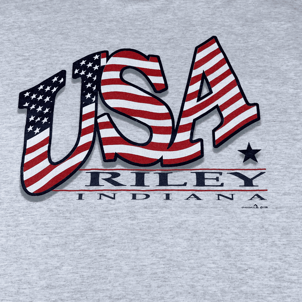 Vintage 90s USA Flag Riley Indiana T-Shirt XL 2