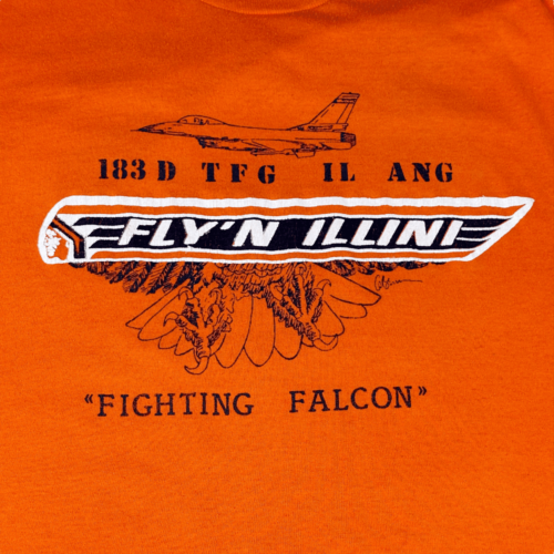 Vintage 80s Fly’N Illini Fighting Falcon Air National Guard T-Shirt MEDIUM 2