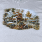 Y2K Covered Bridge Village Cottage Long Sleeve T-Shirt LARGE