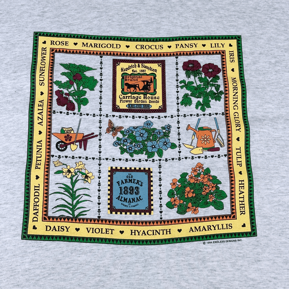 Vintage 90s Kendrich & Standton Carriage House Flower Garden Seeds T-Shirt XXL 4