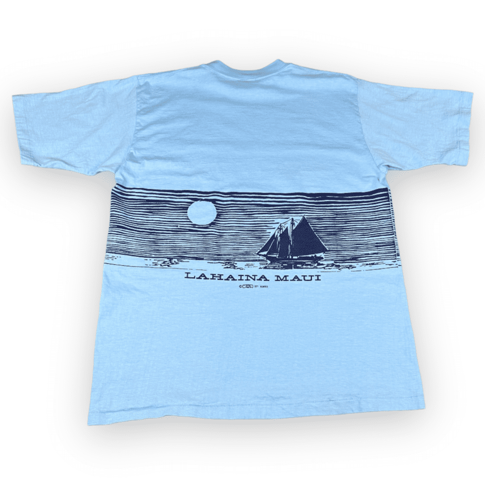 Vintage 70s Lahaina Maui Hawaii Sailboat T-Shirt LARGE 2