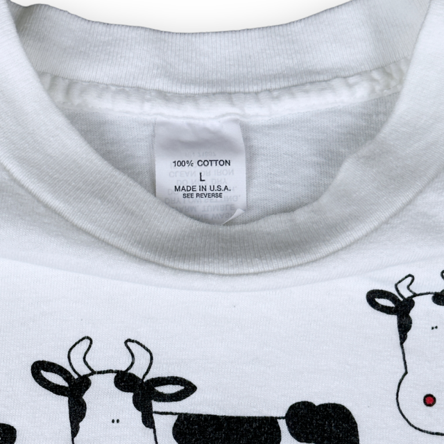 Vintage 90s Holstein Cows in Sneakers Cartoon T-Shirt LARGE 5