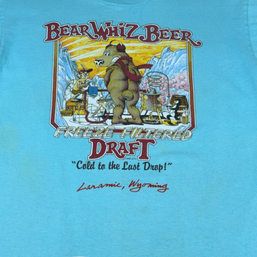 Vintage 80s Bear Whiz Beer T-Shirt LARGE 2