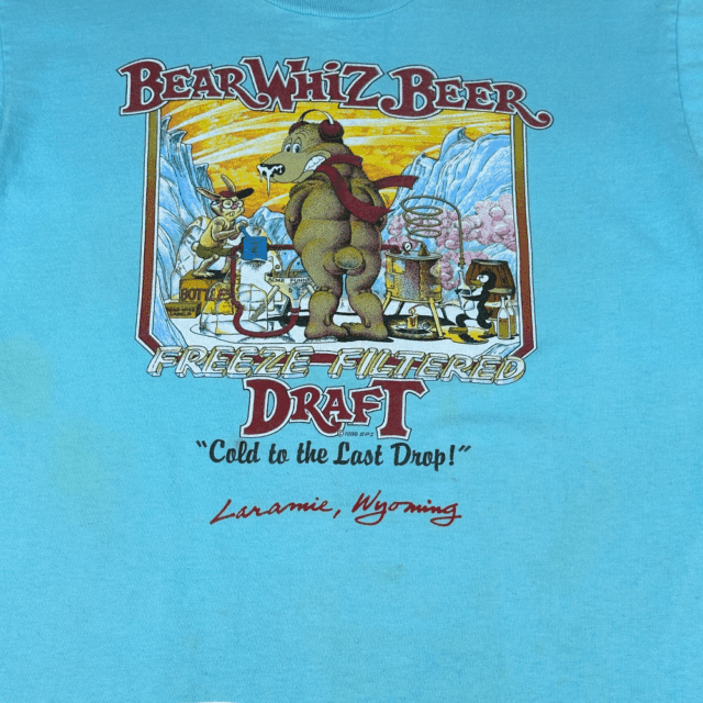 Vintage 80s Bear Whiz Beer T-Shirt LARGE 4