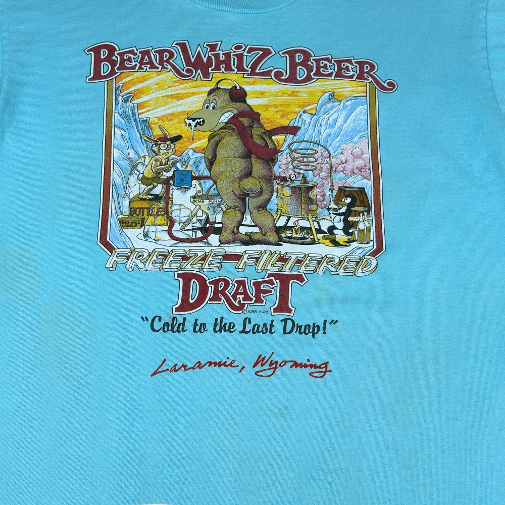 Vintage 80s Bear Whiz Beer T-Shirt LARGE